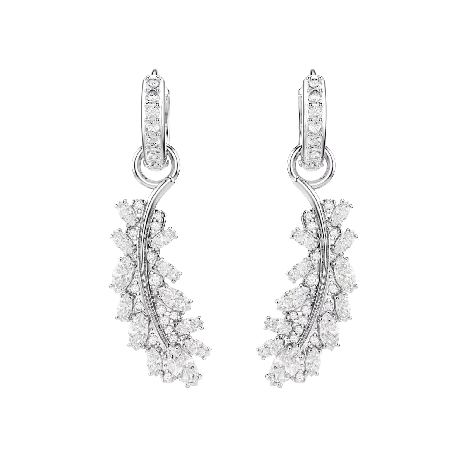 Orecchini pendenti Swarovski Vienna lega argento piuma MISURA UNICA