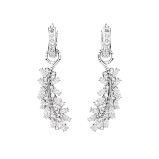 Orecchini pendenti Swarovski Vienna lega argento piuma MISURA UNICA