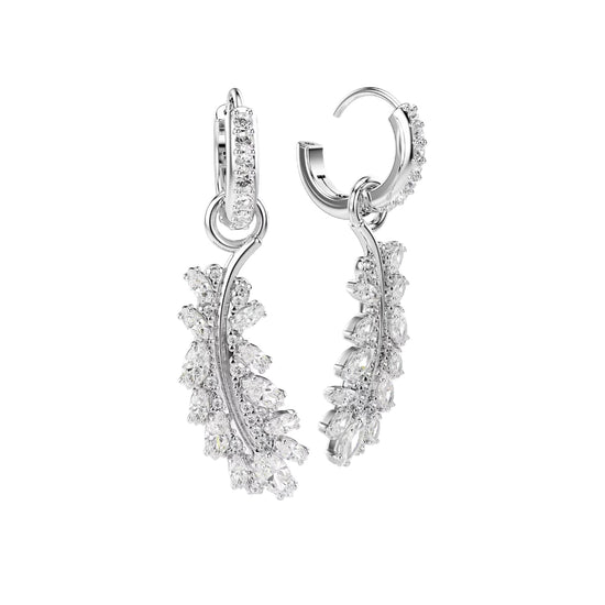 Orecchini pendenti Swarovski Vienna lega argento piuma MISURA UNICA