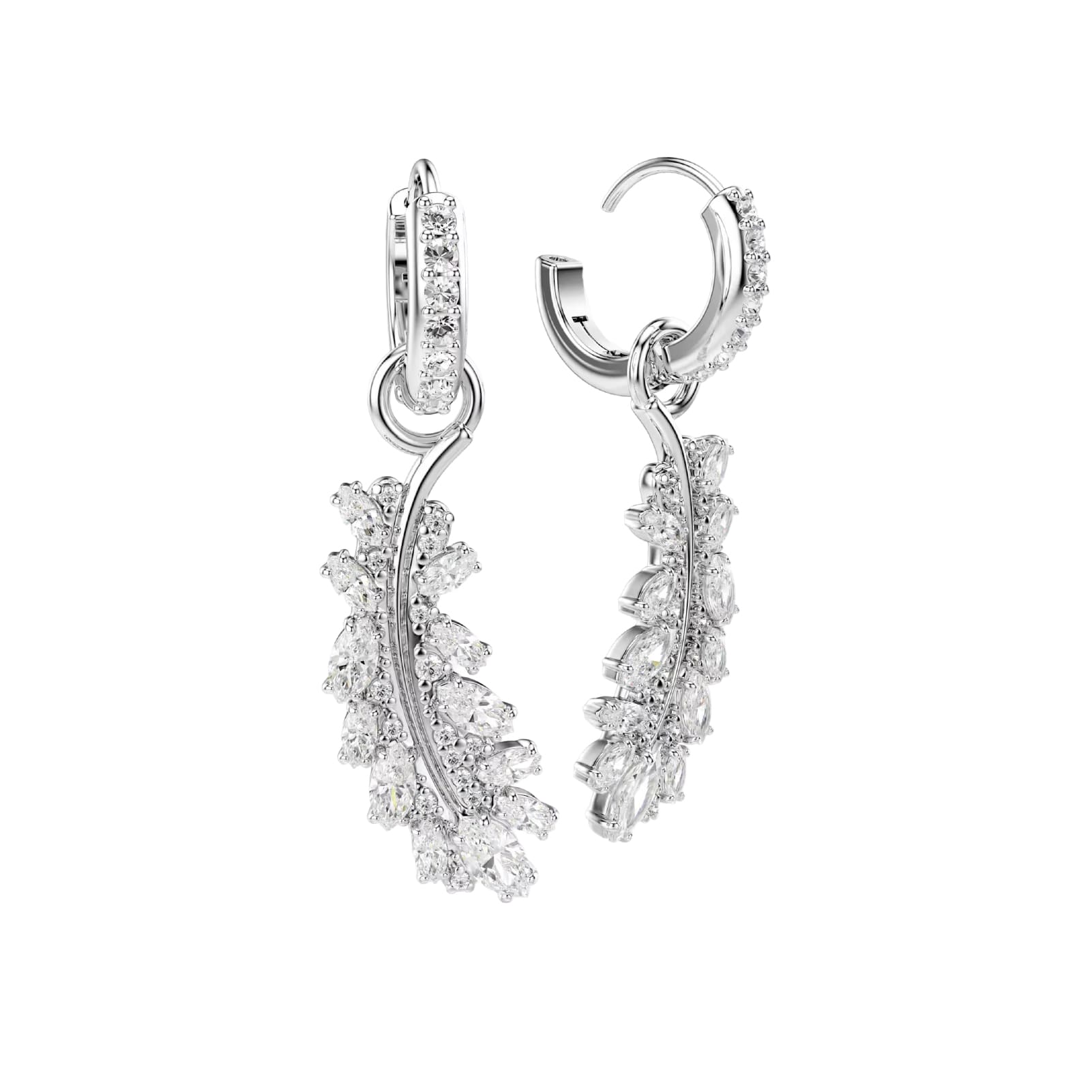 Orecchini pendenti Swarovski Vienna lega argento piuma MISURA UNICA