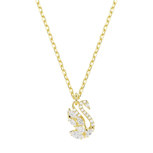 Collana pendente Swarovski Swan in lega oro e zirconi cigno MISURA UNICA