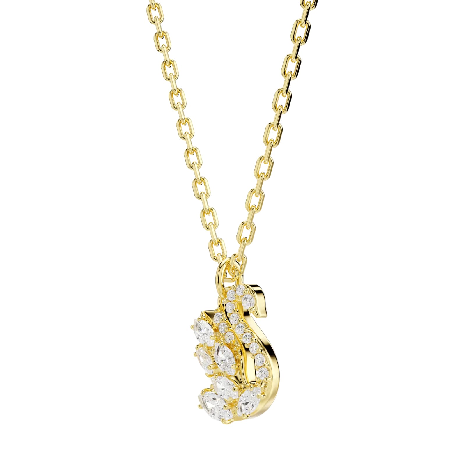 Collana pendente Swarovski Swan in lega oro e zirconi cigno MISURA UNICA