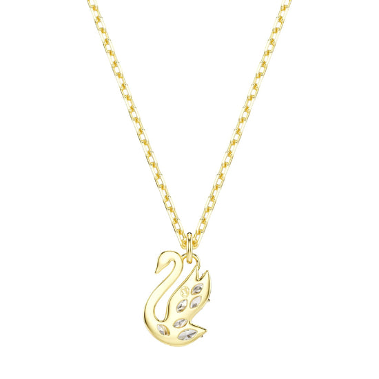 Collana pendente Swarovski Swan in lega oro e zirconi cigno MISURA UNICA