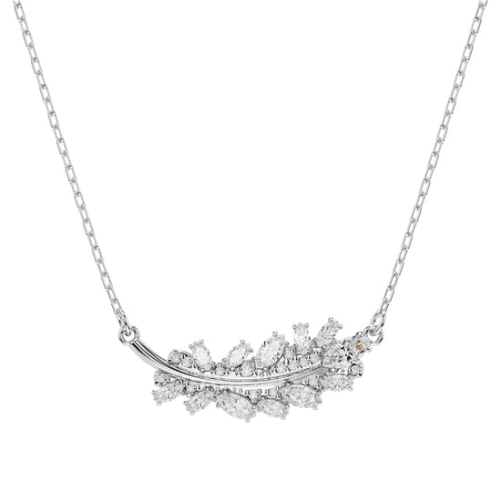 Collana catena Swarovski Vienna lega argento zirconi piuma MISURA UNICA