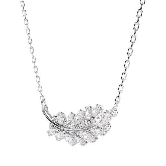 Collana catena Swarovski Vienna lega argento zirconi piuma MISURA UNICA