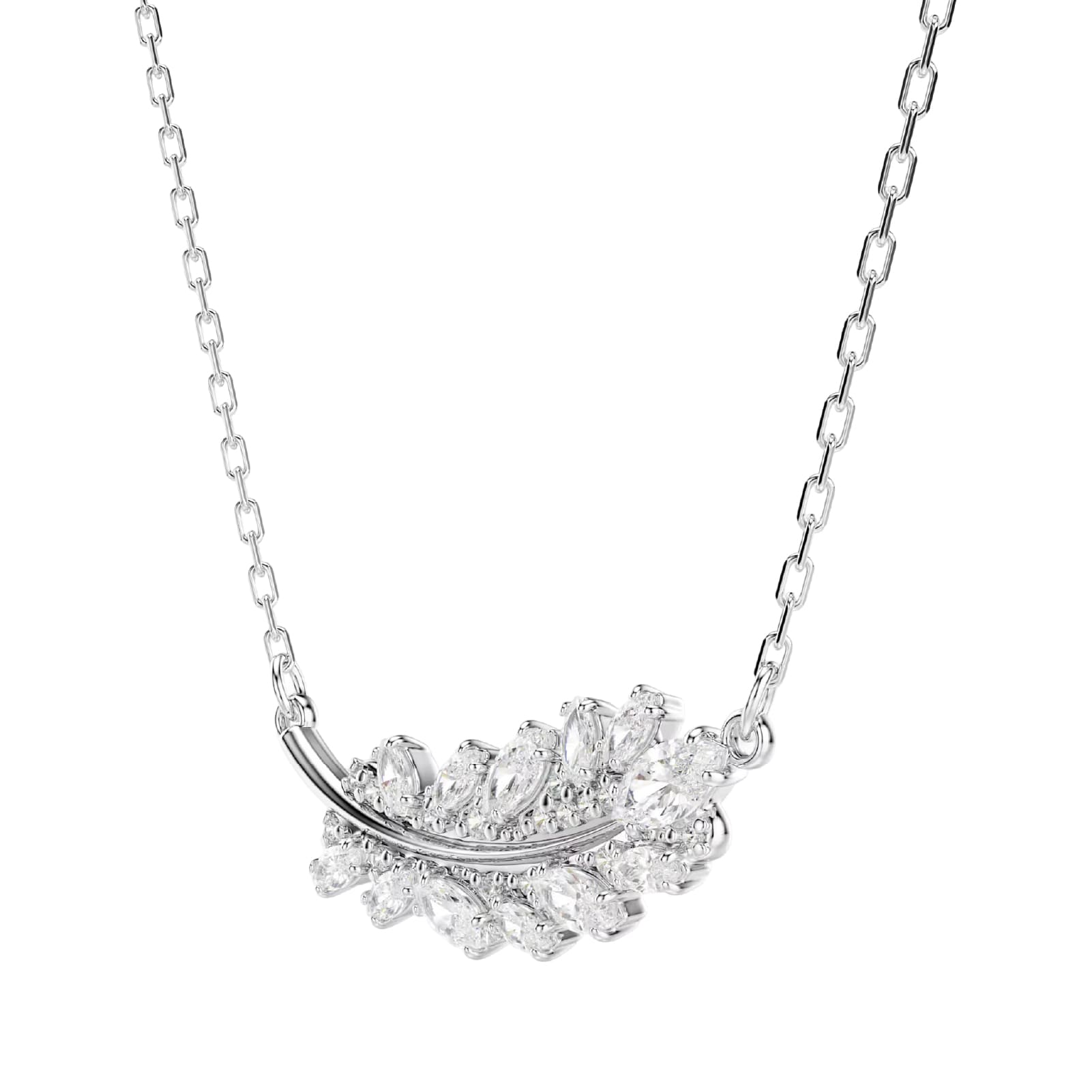 Collana catena Swarovski Vienna lega argento zirconi piuma MISURA UNICA
