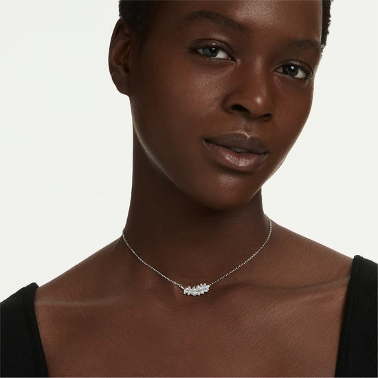 Collana catena Swarovski Vienna lega argento zirconi piuma MISURA UNICA