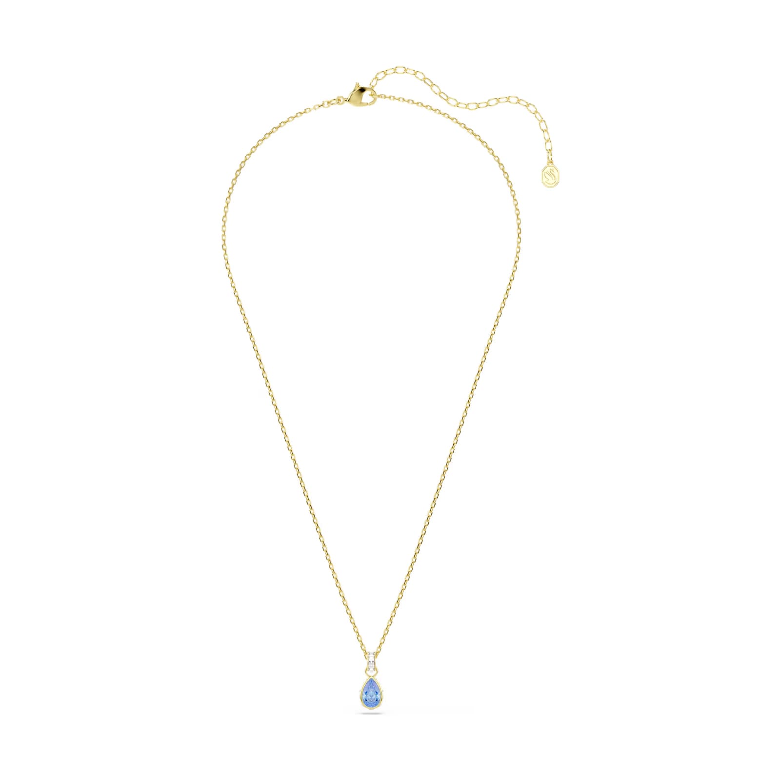 Collana pendente Swarovski Chroma lega oro e goccia azzurra
