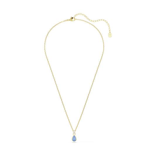 Collana pendente Swarovski Chroma lega oro e goccia azzurra MISURA UNICA