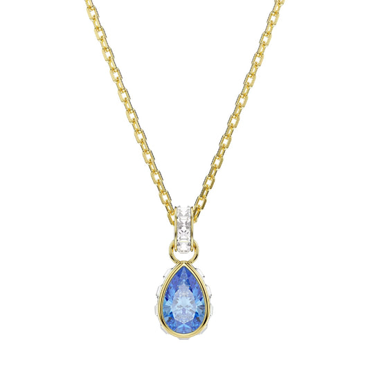 Collana pendente Swarovski Chroma lega oro e goccia azzurra MISURA UNICA