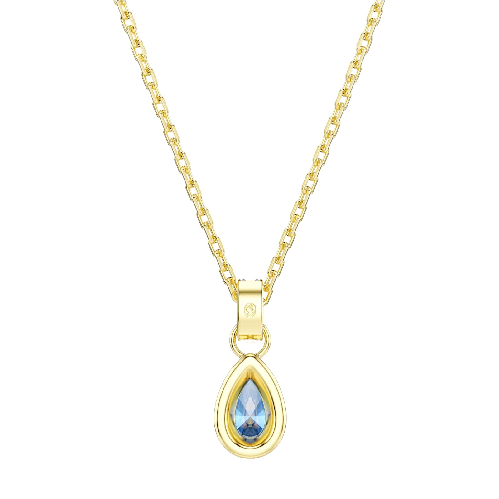 Collana pendente Swarovski Chroma lega oro e goccia azzurra MISURA UNICA