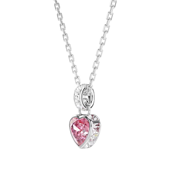 Collana pendente Swarovski Chroma lega argento e cuore rosa MISURA UNICA