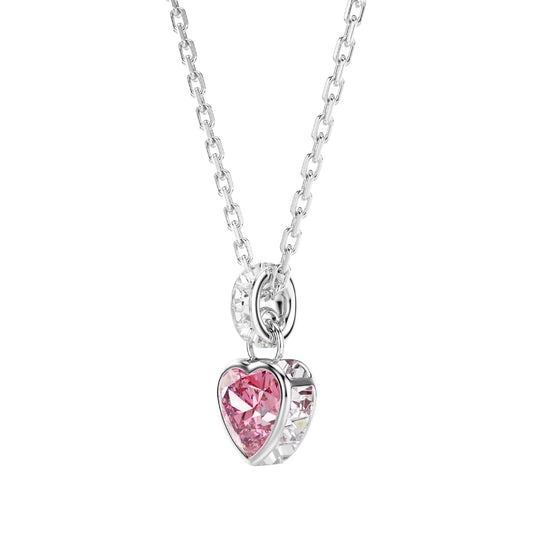 Collana pendente Swarovski Chroma lega argento e cuore rosa MISURA UNICA