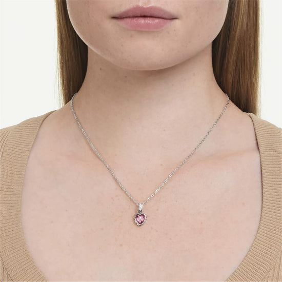 Collana pendente Swarovski Chroma lega argento e cuore rosa MISURA UNICA