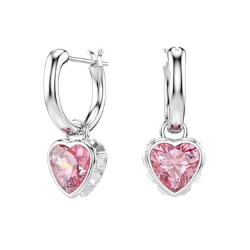 Orecchini con pendente Swarovski Chroma cuore rosa MISURA UNICA