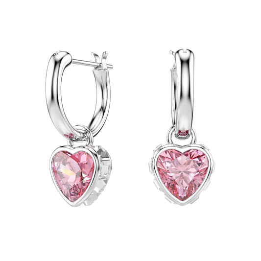 Orecchini con pendente Swarovski Chroma cuore rosa MISURA UNICA