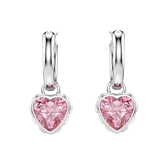 Orecchini con pendente Swarovski Chroma cuore rosa MISURA UNICA