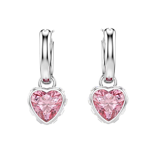 Orecchini con pendente Swarovski Chroma cuore rosa MISURA UNICA