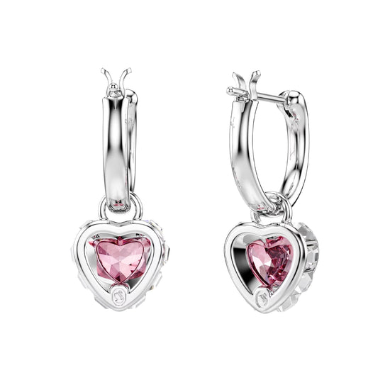 Orecchini con pendente Swarovski Chroma cuore rosa MISURA UNICA