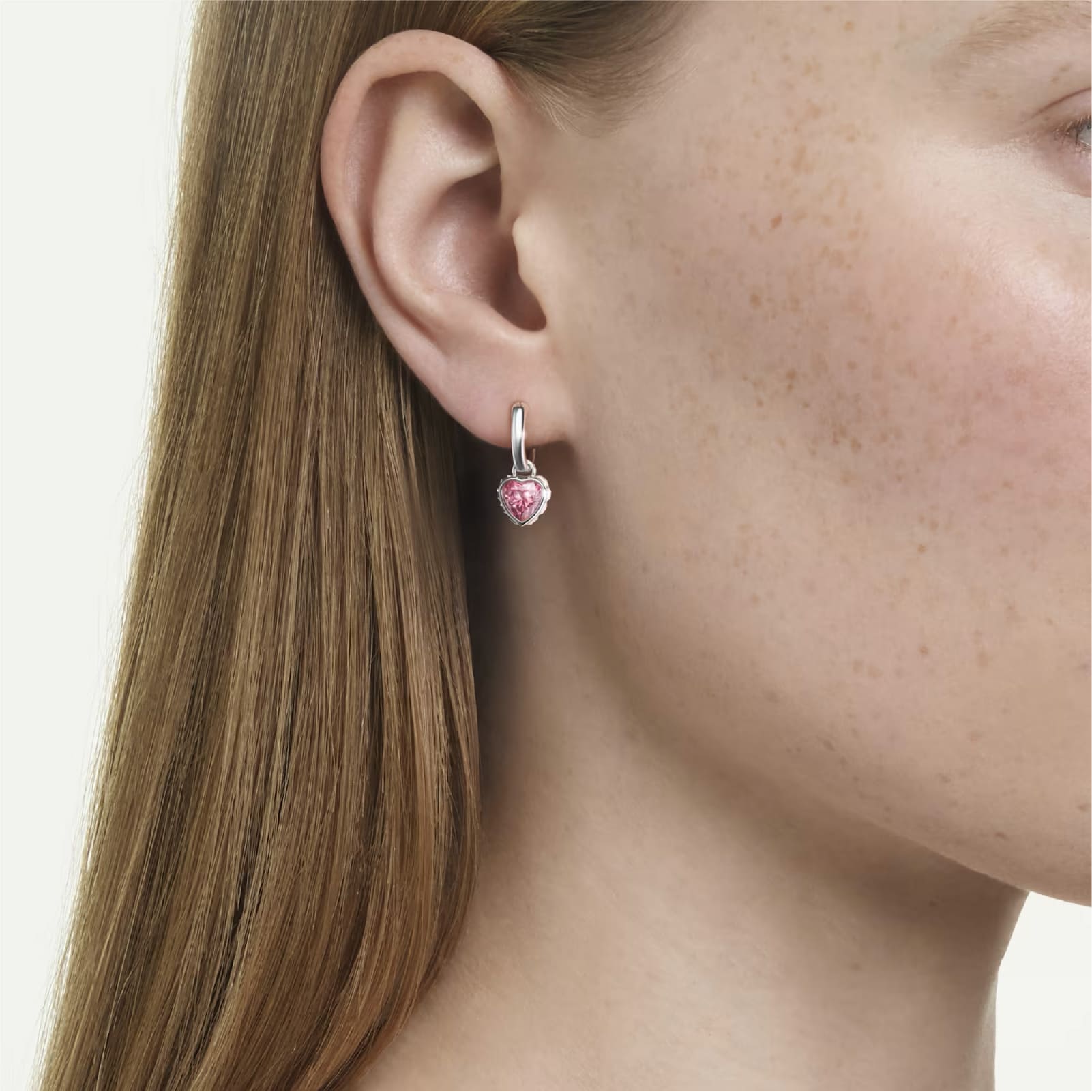 Orecchini con pendente Swarovski Chroma cuore rosa MISURA UNICA