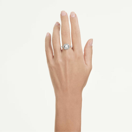 Anello halo Swarovski Una Angelic lega argento e cristalli 12