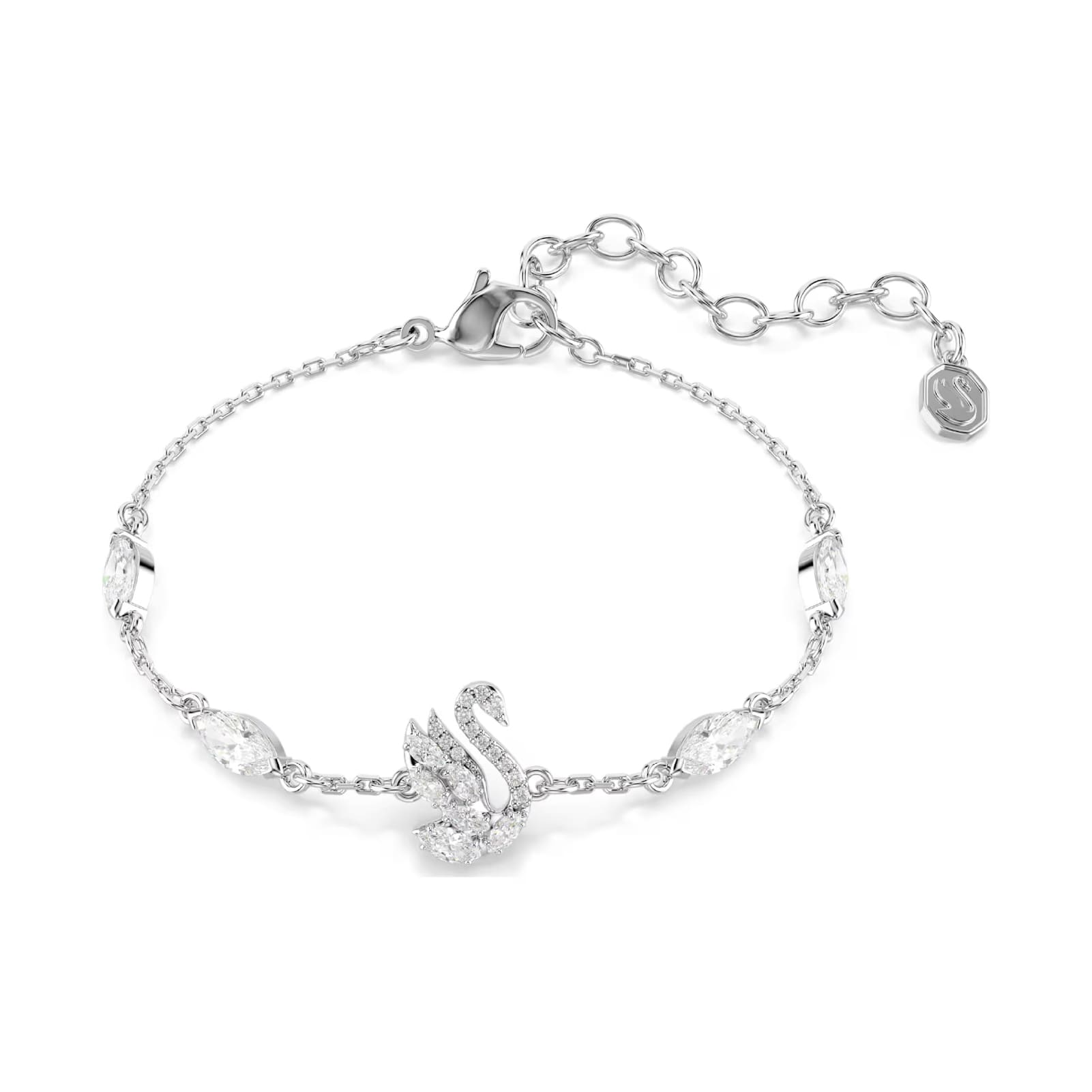Bracciale catena Swarovski Swan lega argento e zirconi