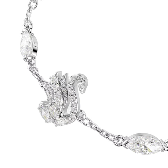 Bracciale catena Swarovski Swan lega argento e zirconi Regolabile 15,5-20 cm