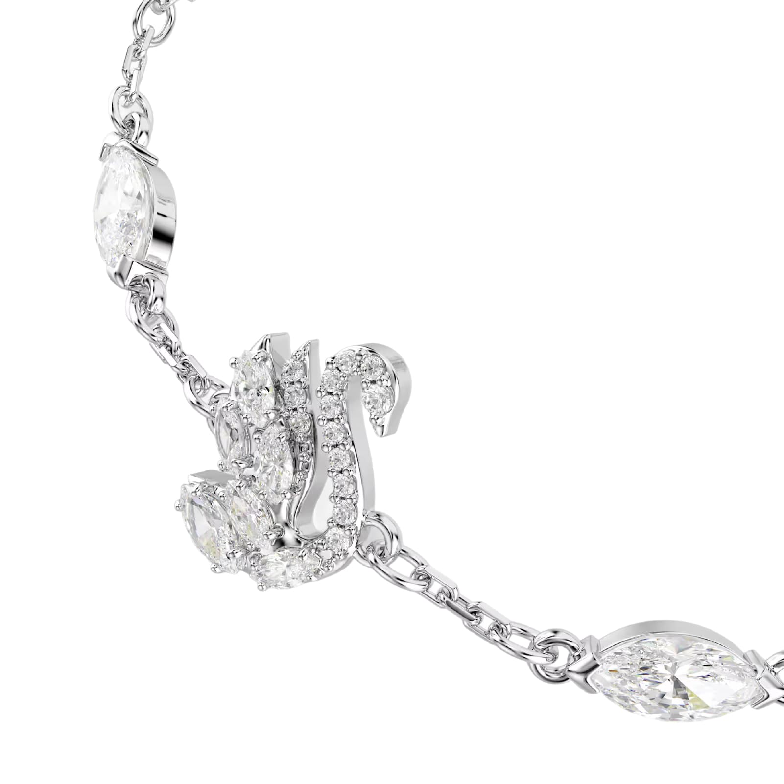 Bracciale catena Swarovski Swan lega argento e zirconi Regolabile 15,5-20 cm