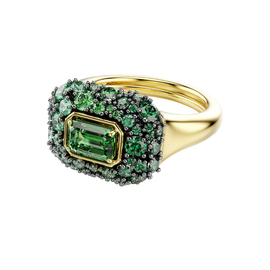 Anello Swarovski Sublima in lega oro con cristalli verdi Regolabile dalla 10 alla 14
