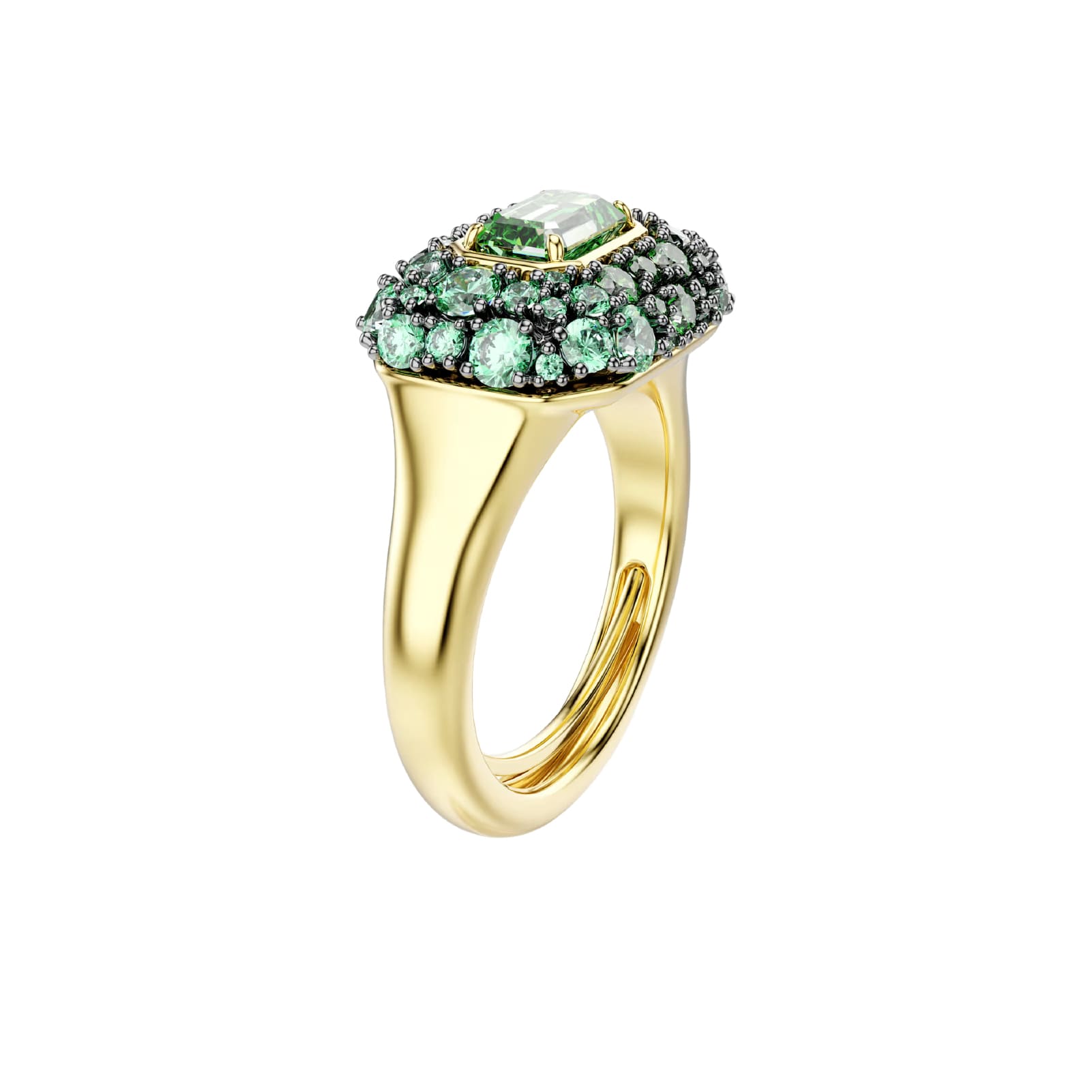 Anello Swarovski Sublima in lega oro con cristalli verdi Regolabile dalla 10 alla 14