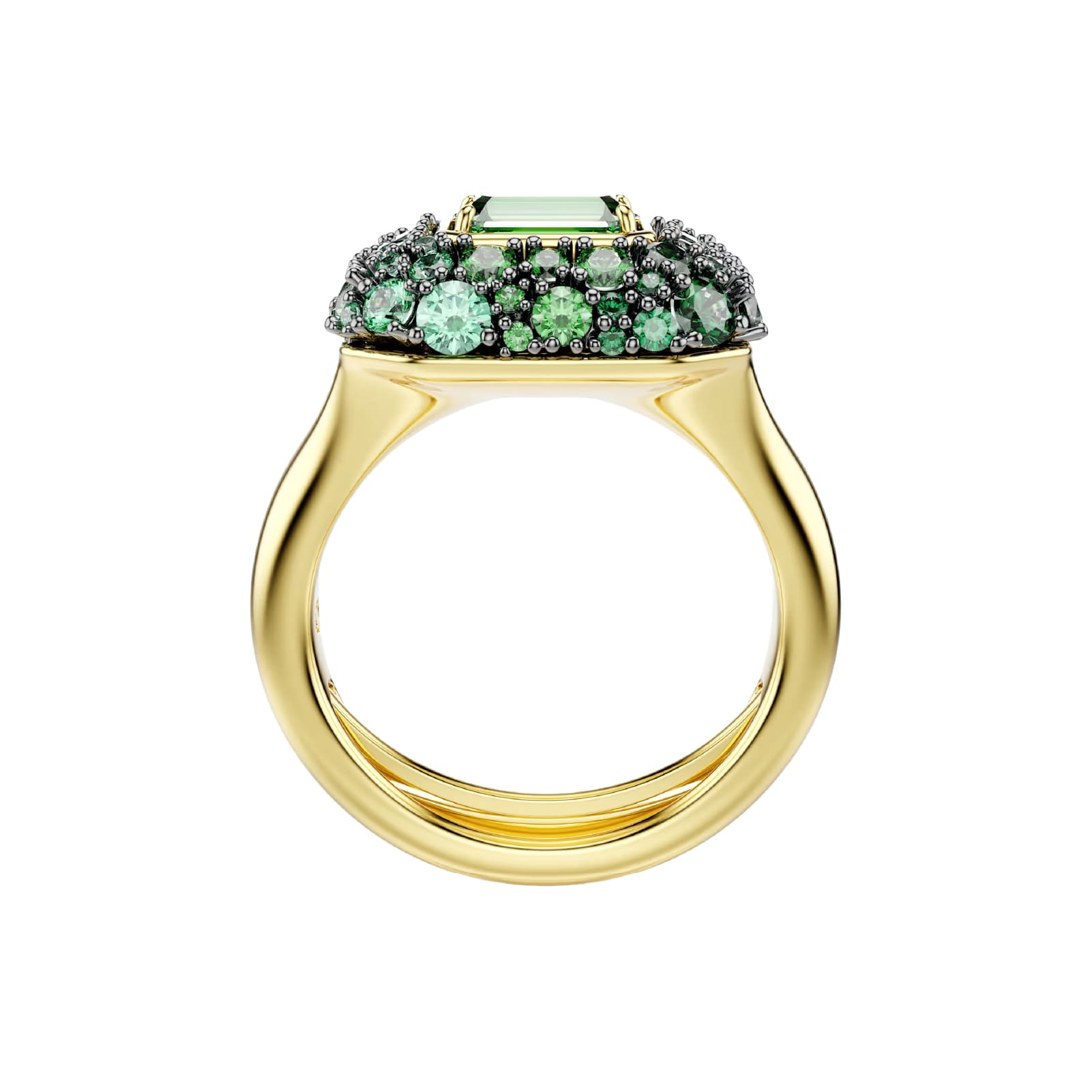 Anello Swarovski Sublima in lega oro con cristalli verdi Regolabile dalla 10 alla 14