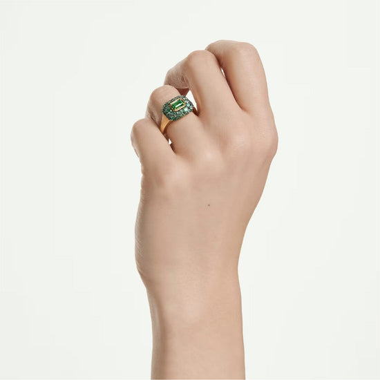Anello Swarovski Sublima in lega oro con cristalli verdi Regolabile dalla 10 alla 14