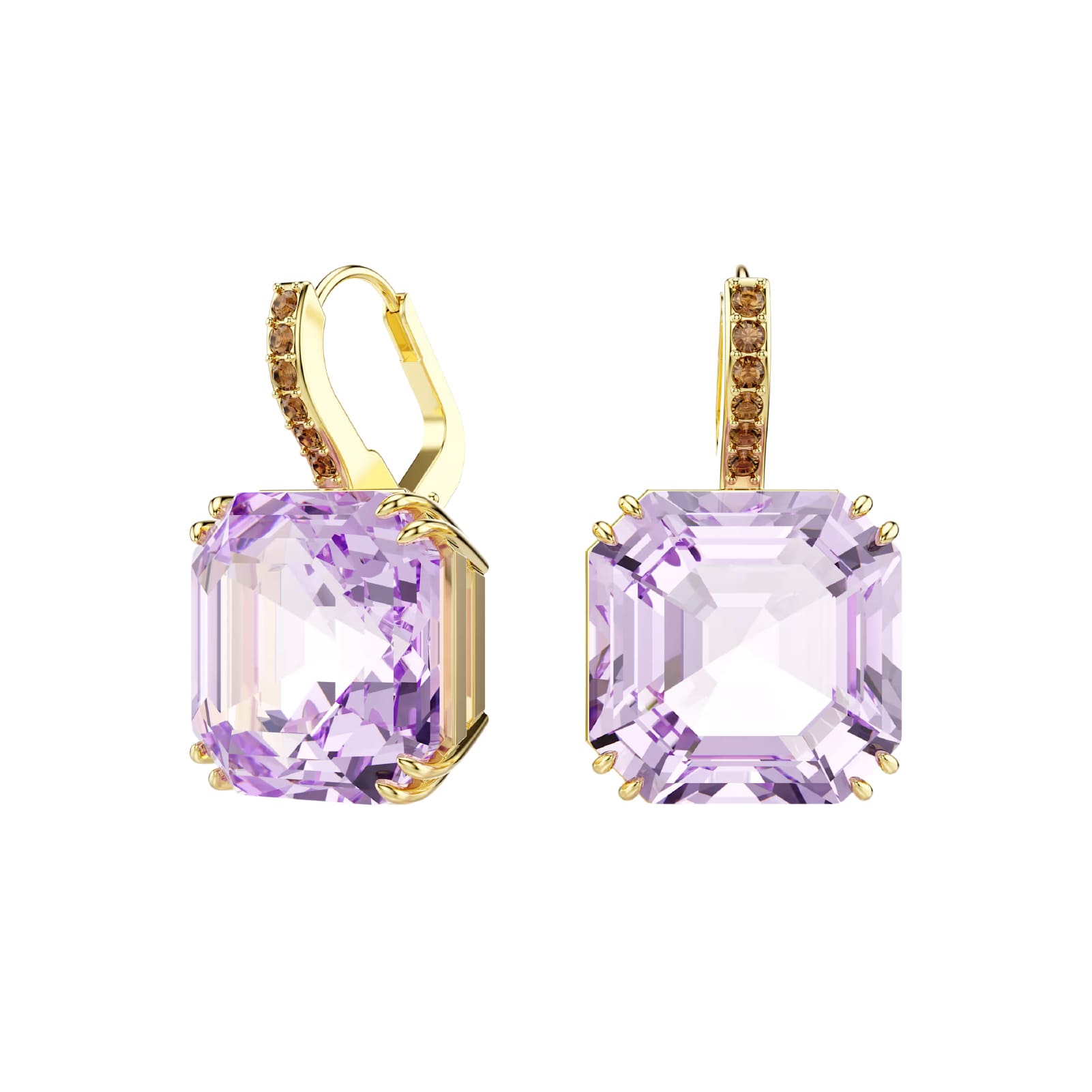 Orecchini pendenti Swarovski Millenia lega oro e viola MISURA UNICA