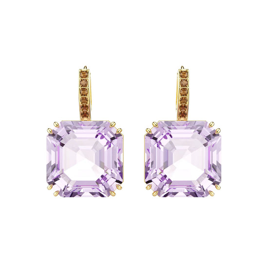 Orecchini pendenti Swarovski Millenia lega oro e viola MISURA UNICA