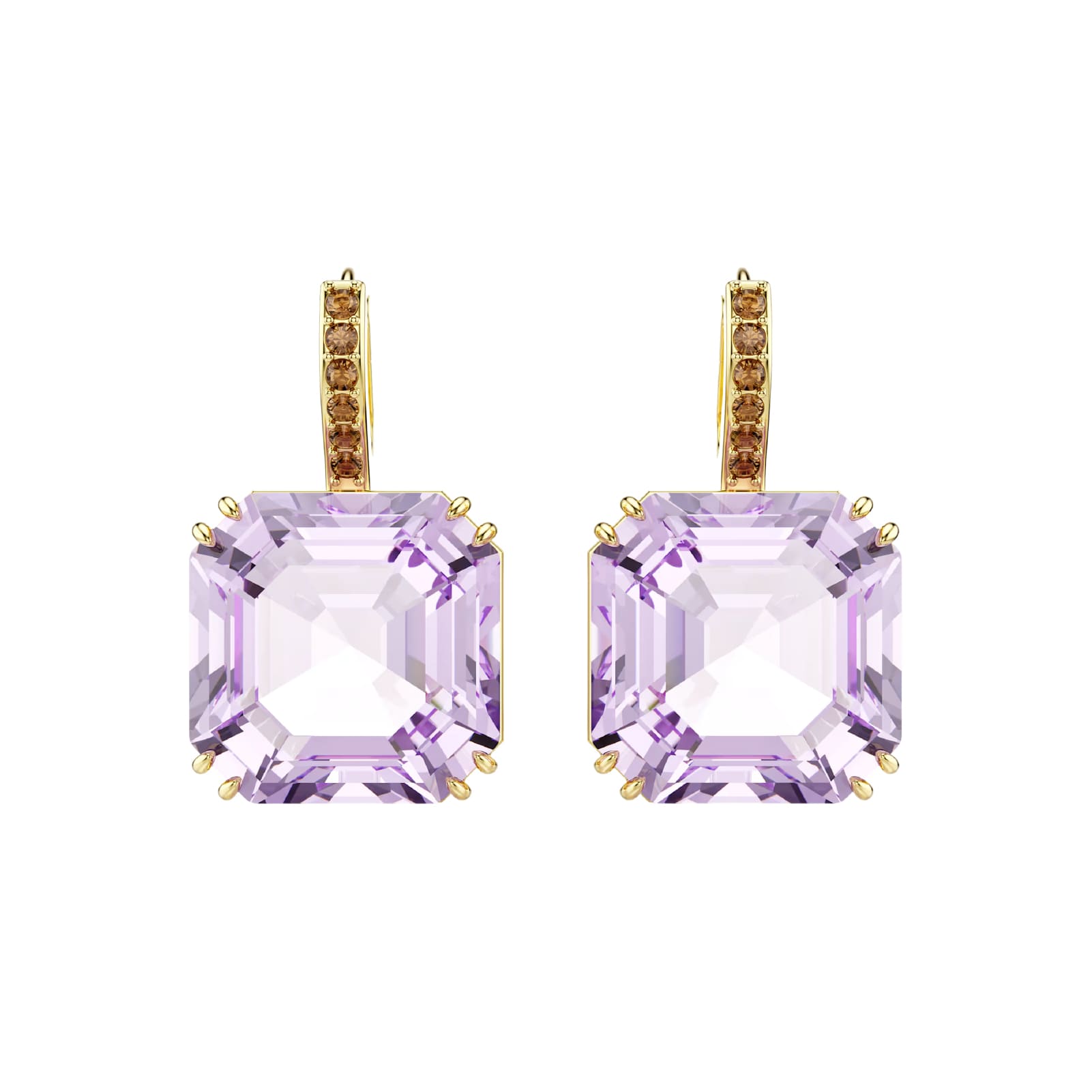 Orecchini pendenti Swarovski Millenia lega oro e viola MISURA UNICA