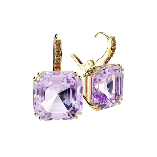 Orecchini pendenti Swarovski Millenia lega oro e viola MISURA UNICA