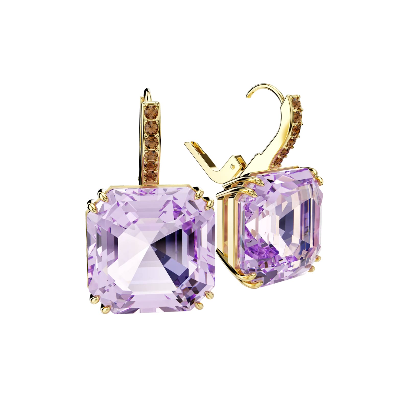 Orecchini pendenti Swarovski Millenia lega oro e viola MISURA UNICA