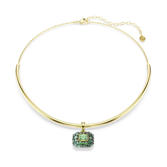 Collana semirigida Swarovski Sublima lega oro cristalli verde MISURA UNICA