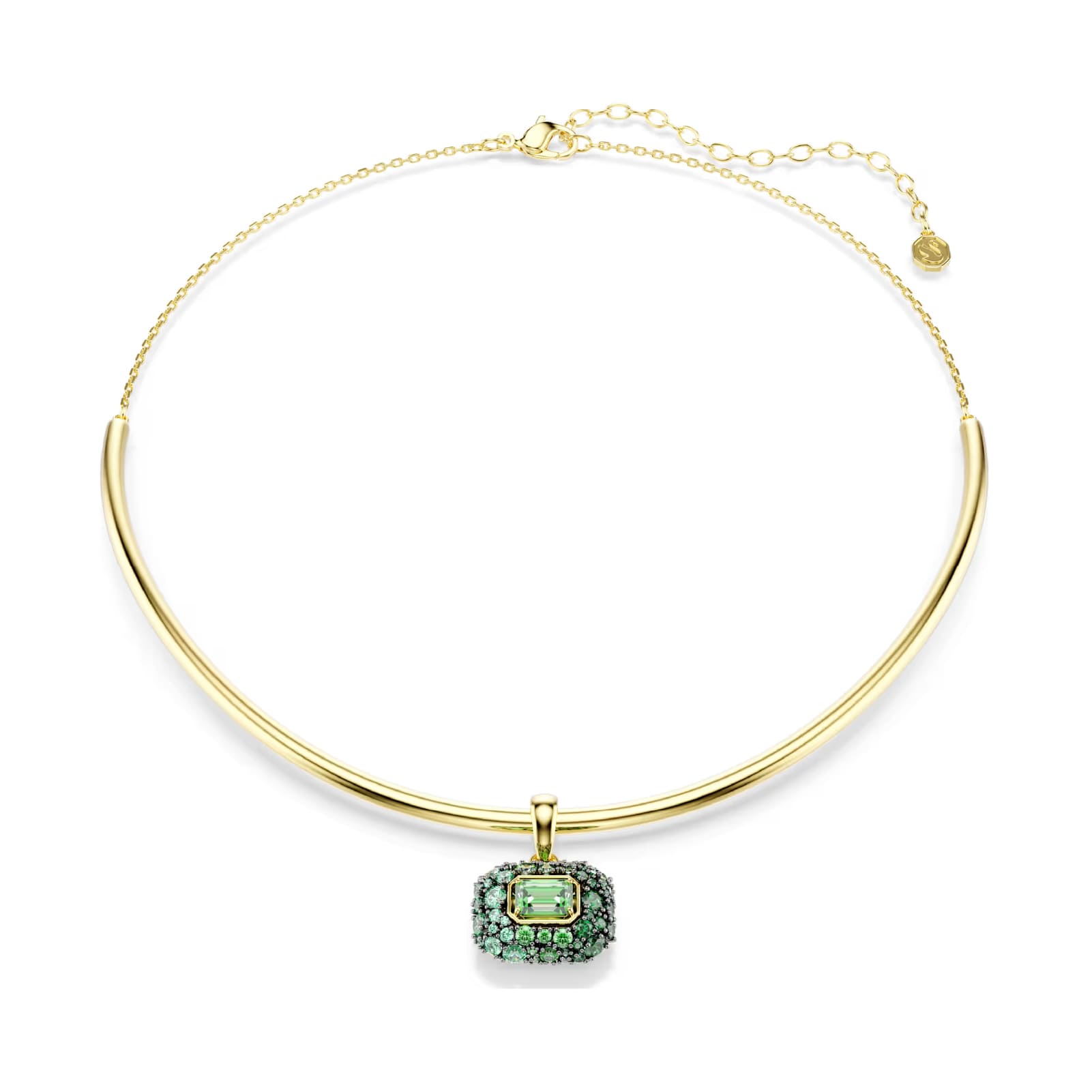 Collana semirigida Swarovski Sublima lega oro cristalli verde MISURA UNICA