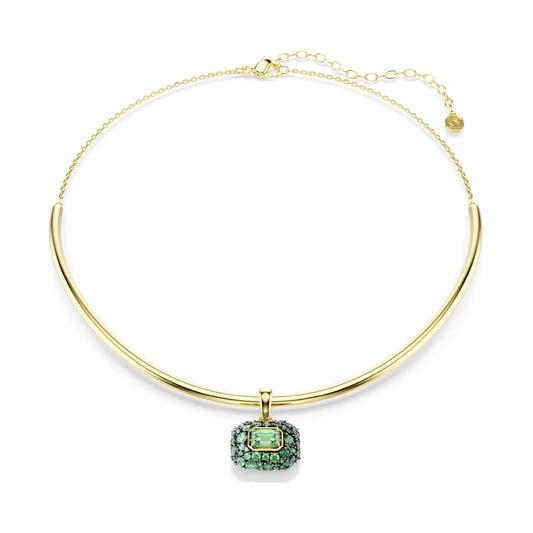 Collana semirigida Swarovski Sublima lega oro cristalli verde MISURA UNICA