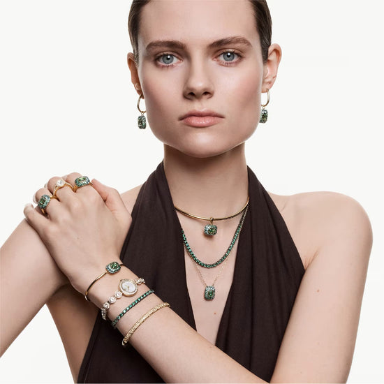 Collana semirigida Swarovski Sublima lega oro cristalli verde MISURA UNICA