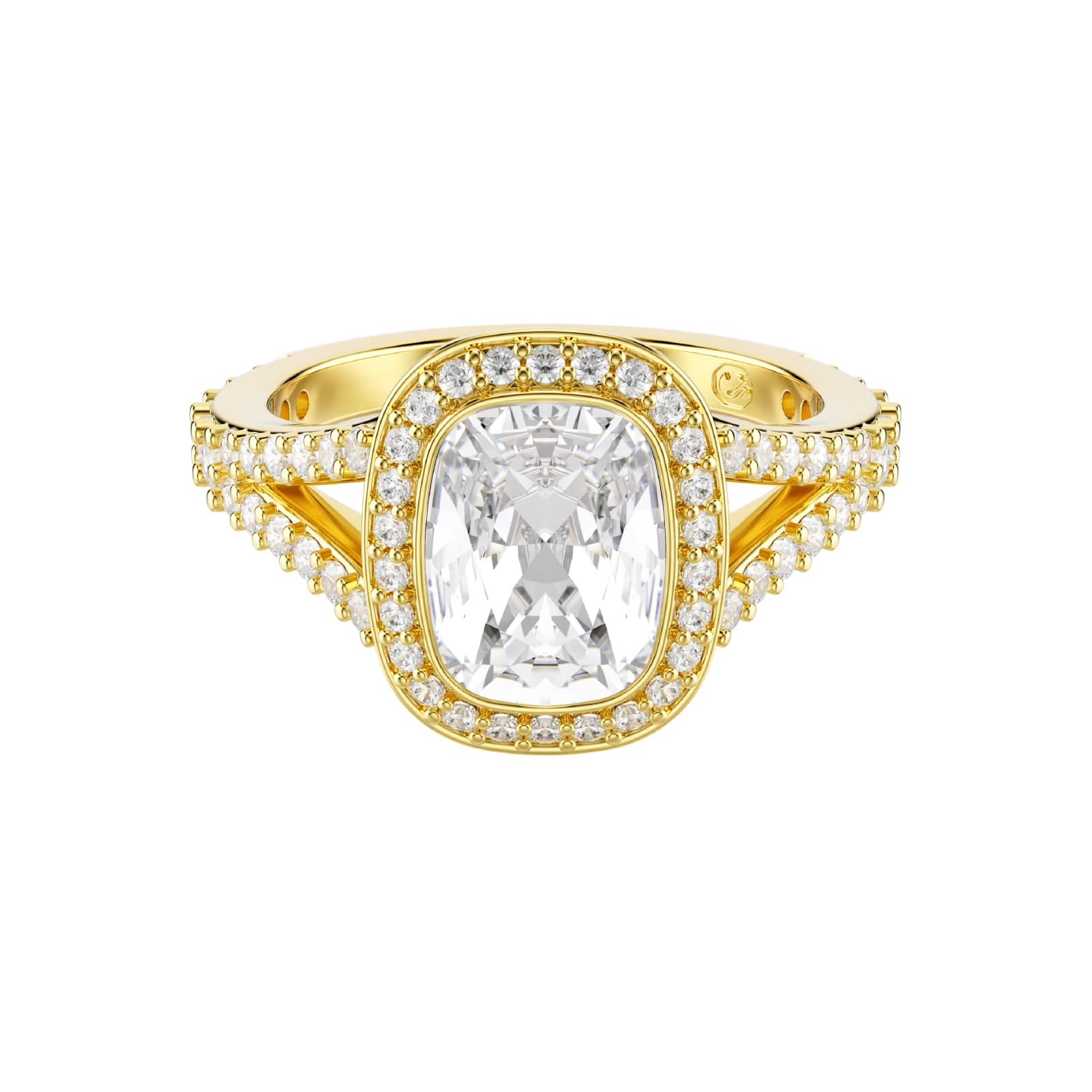 Anello halo Swarovski Una Angelic lega dorata e cristalli