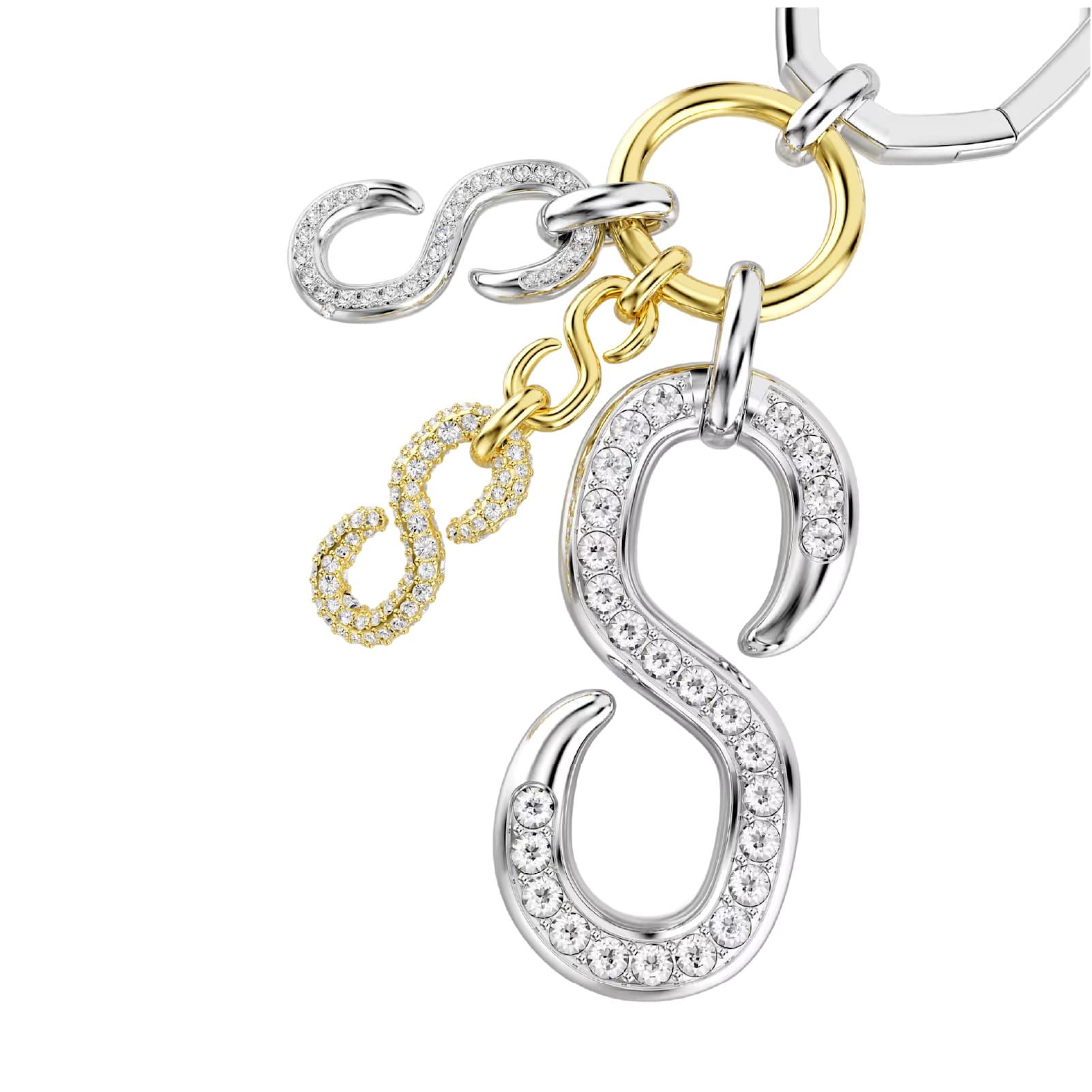 Bagcharm Swarovski Dextera lega argento oro e cristalli MISURA UNICA