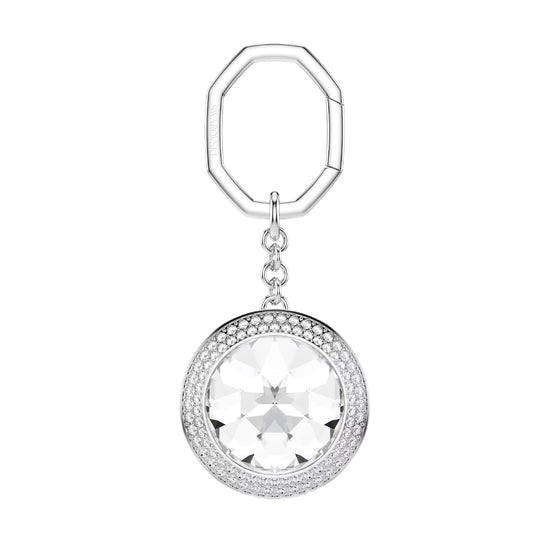 Portachiavi Swarovski in lega argento e crstallo rotondo MISURA UNICA