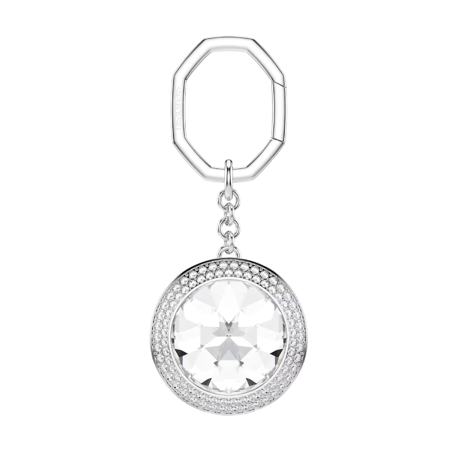 Portachiavi Swarovski in lega argento e crstallo rotondo MISURA UNICA