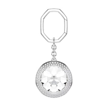 Portachiavi Swarovski in lega argento e crstallo rotondo MISURA UNICA