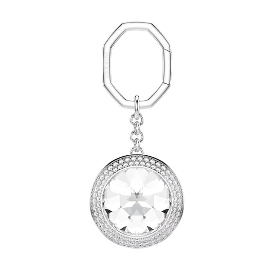 Portachiavi Swarovski in lega argento e crstallo rotondo MISURA UNICA
