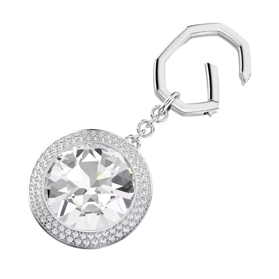 Portachiavi Swarovski in lega argento e crstallo rotondo MISURA UNICA
