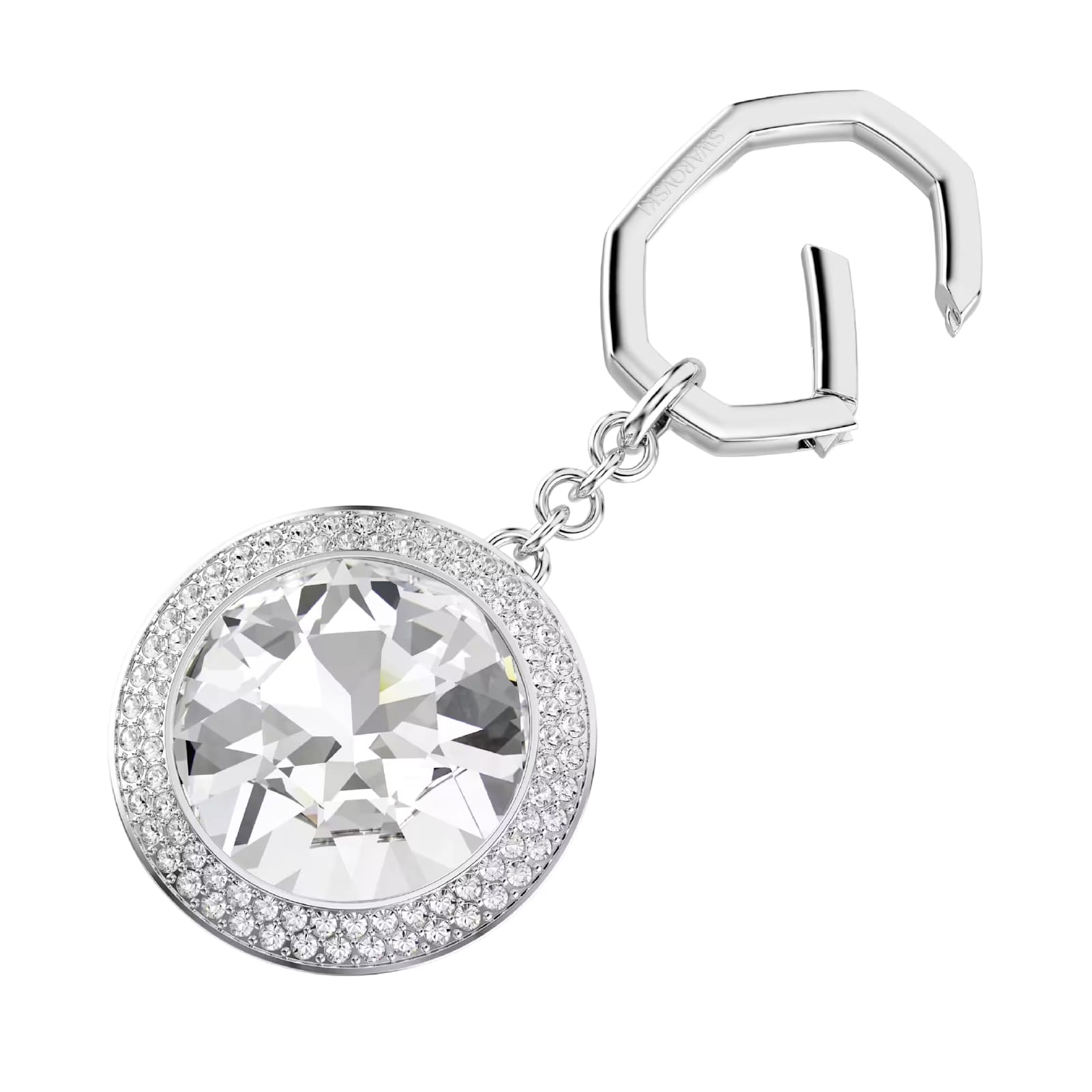Portachiavi Swarovski in lega argento e crstallo rotondo MISURA UNICA