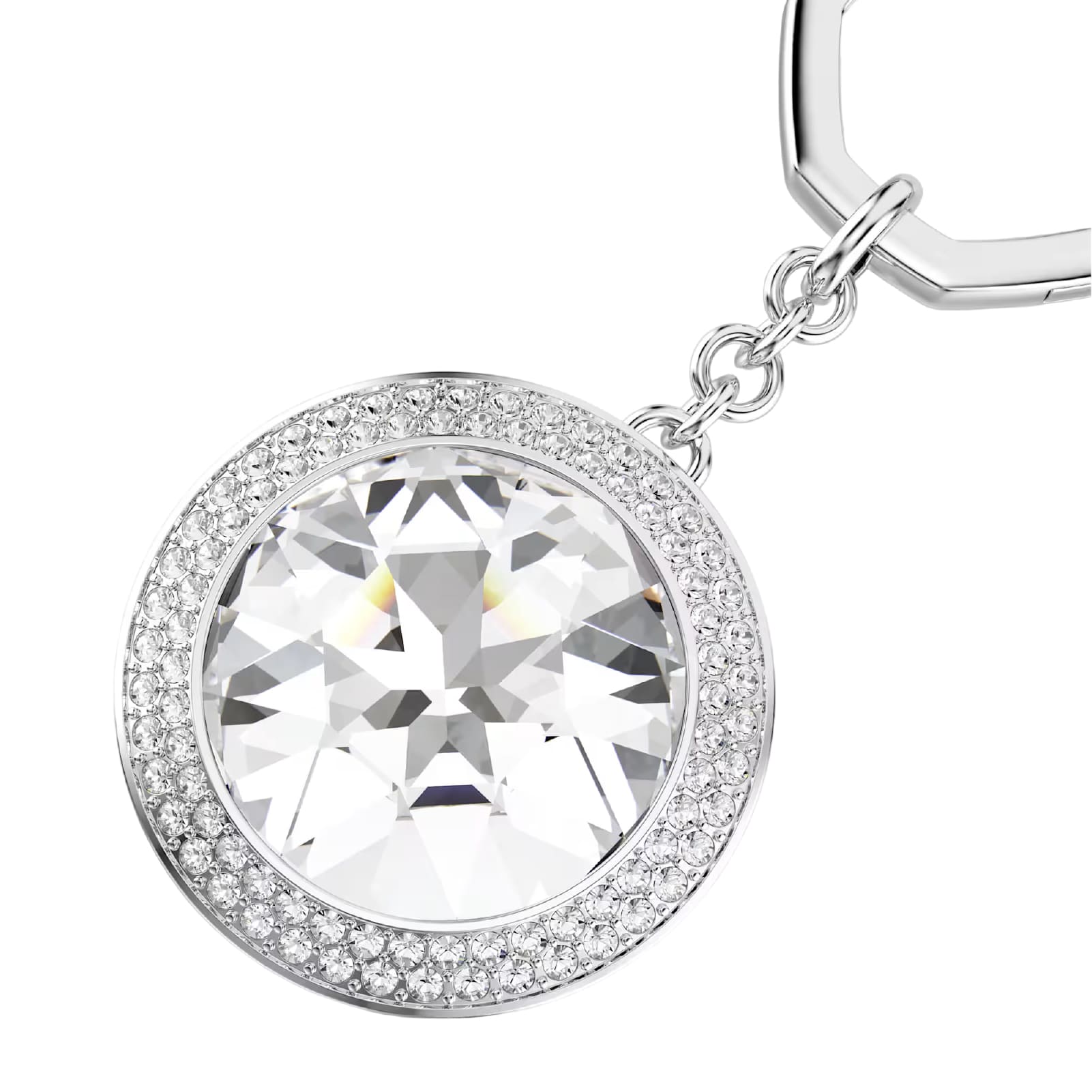 Portachiavi Swarovski in lega argento e crstallo rotondo MISURA UNICA